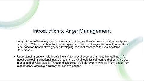 Introduction to Anger Management (Short Course)