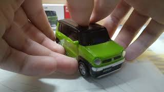 ミニカー スズキハスラー先代プルバックカー(ポジティブグリーンメタリックブラック2トーンルーフ)