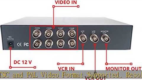 Evertech 8 Channel Analog CCTV Video Multiplexer Color Quad Processor Screen Splitter with Remote C