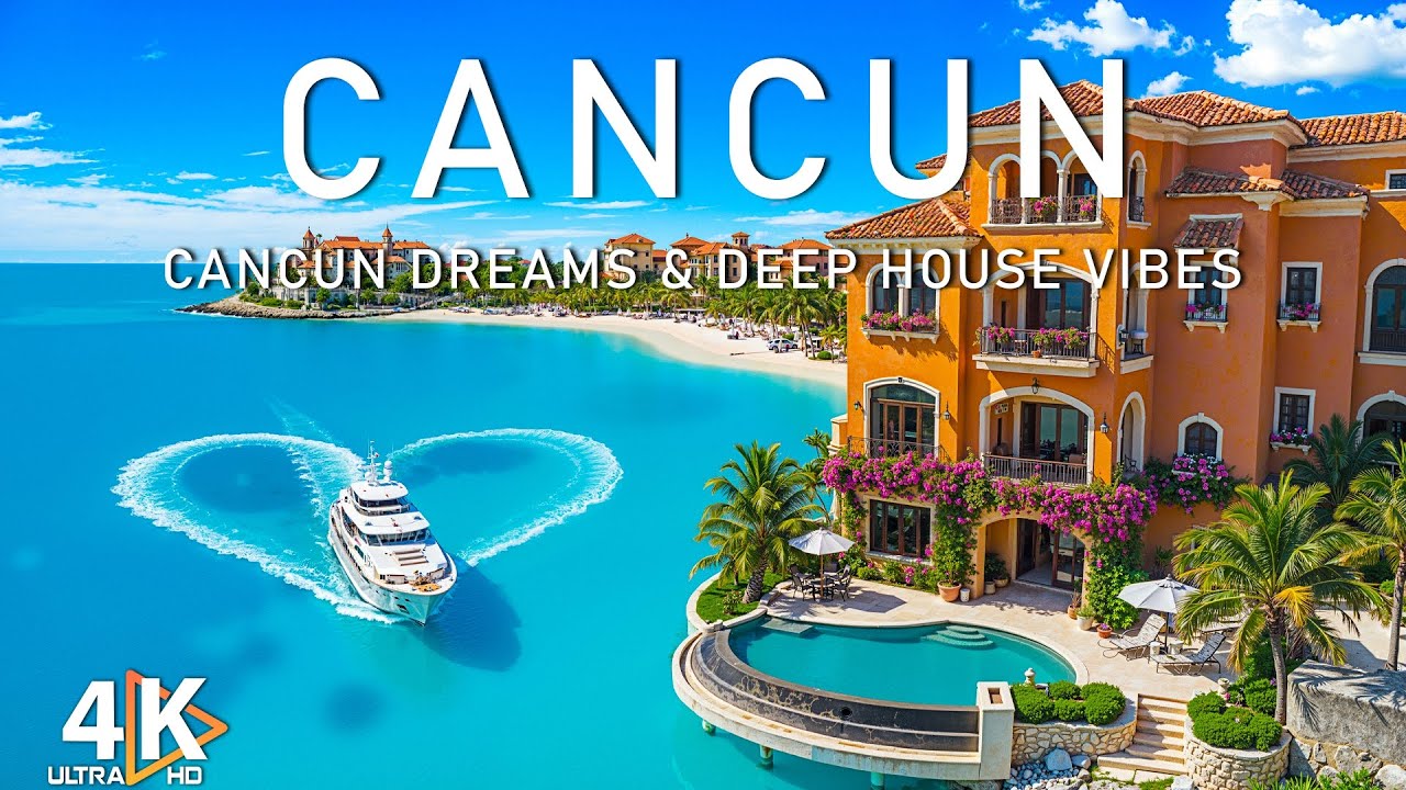 [4K] Канкун 2025 🇲🇽 Тропический рай Мексики и кристально чистое море с глубоким хаус-чиллом