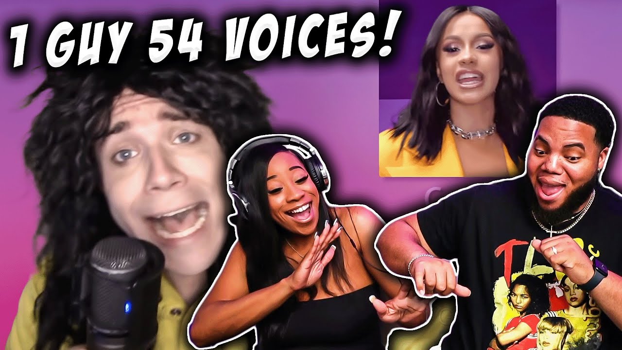 DUB  NISHA REACTS TO ONE GUY 54 VOICES With Music   Famous Singer Impressions