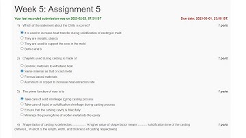 principle of casting technology nptel assignment week 5