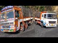 12 Wheeler Bharat Benz Vs 12 Wheeler Ashok Leyland Turning Radius On Ghat Road