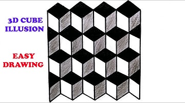 HOW TO DRAW 3D CUBE ILLUSION – EASY DRAWING