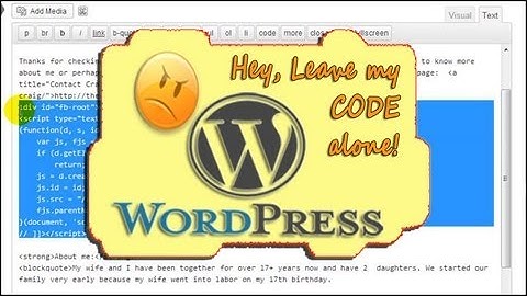 How To Stop Wordpress From Changing HTML/Code/JavaScript Within A Blog Post