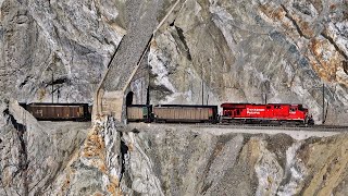 Heavy Coal Trains Hauling Thru The Rugged Dangerous Thompson Canyon  Canada