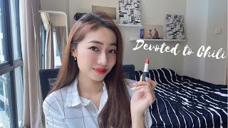 MAC DEVOTED TO CHILI | Powder Kiss Lipstick Swatch & Review on Asian Skin Tone 💄