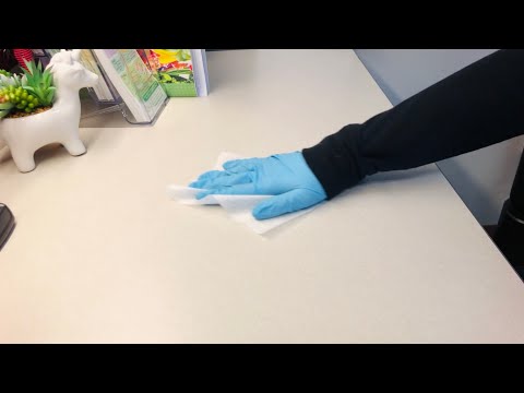 ASMR slowly wiping & cleaning my office desk & other surfaces with a disinfectant wipe (no talking)