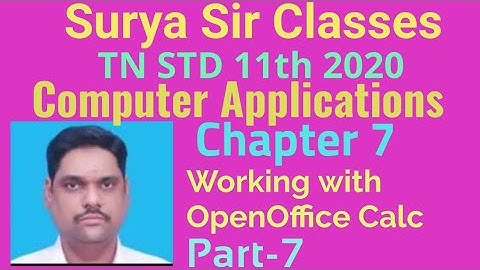 11 std Computer Applications chapter 7 Working with OpenOffice Calc part 7