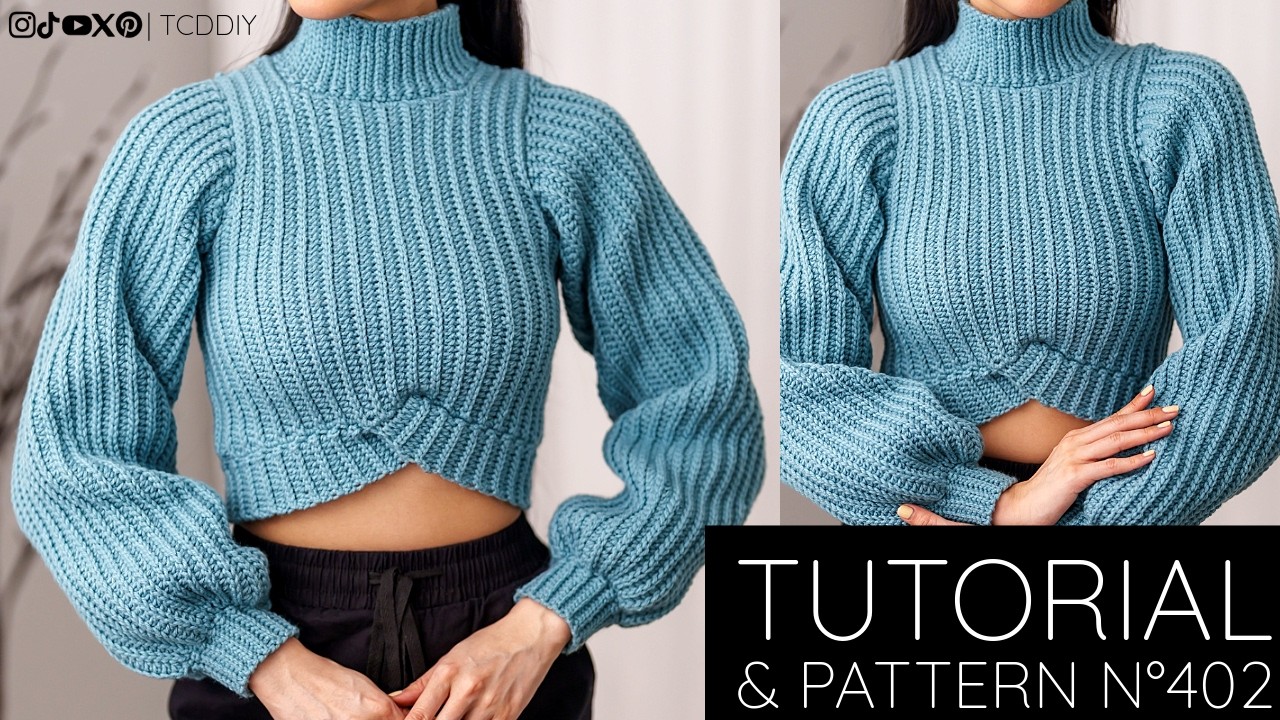 How to Crochet: Cropped Mock Neck Sweater | Pattern & Tutorial DIY