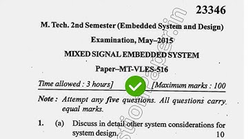 2015 Mdu MTech ESD 2nd Sem Mixed Signal Embedded System Question Paper
