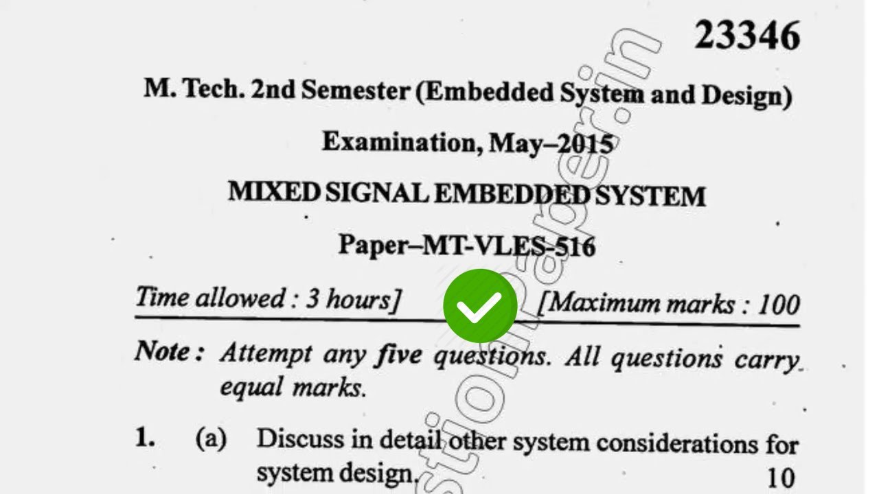 2015 Mdu MTech ESD 2nd Sem Mixed Signal Embedded System Question Paper ...