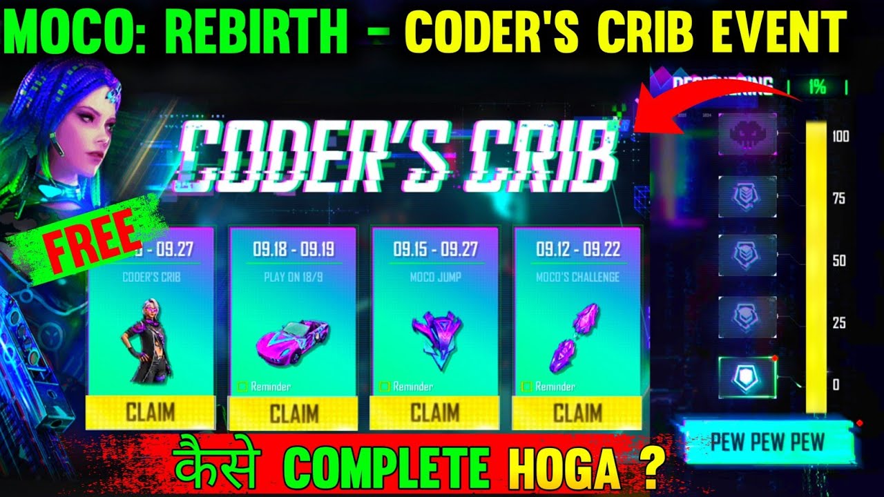 How To Complete CODER'S CRIB Event In Free Fire | Free Fire New Event | Garena Free Fire.