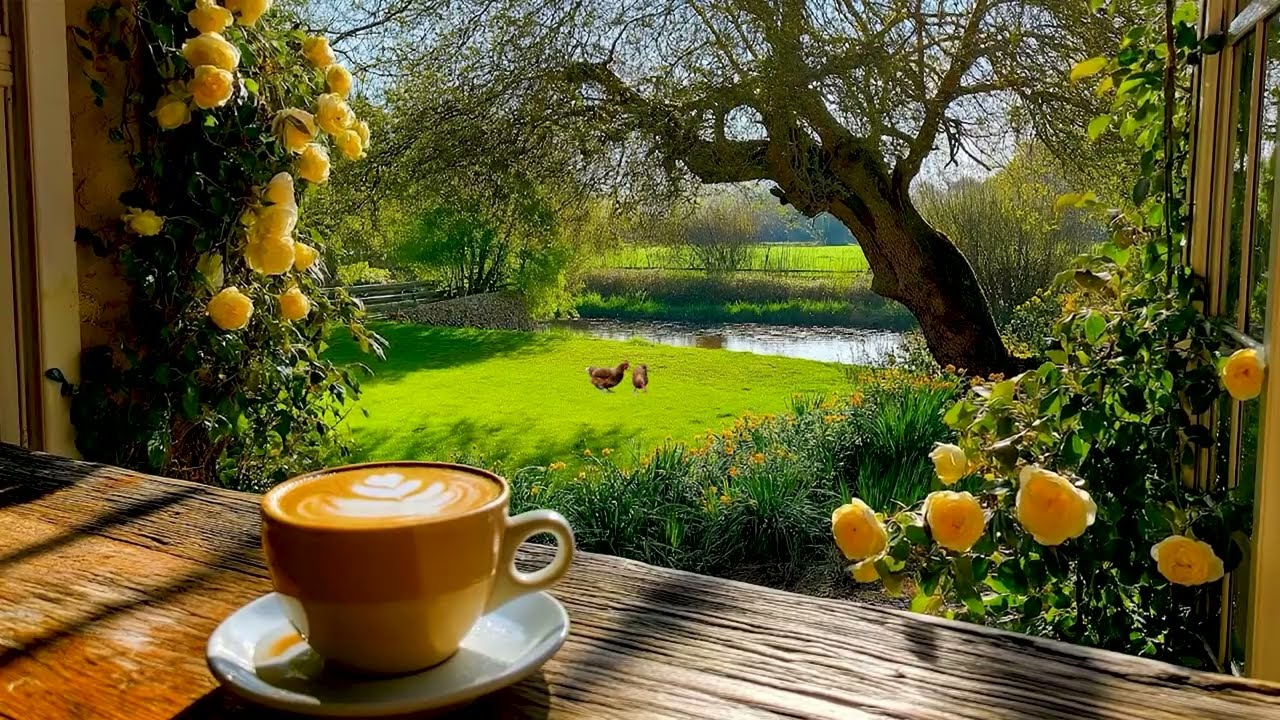 Countryside Window Calm☕🌾 Bird Sounds & Stream Whisper, Nature Ambience for Deep Calm, Sleep & Study