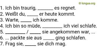 A1, A2, B1, B2, C1, Übungen, Konjunktionen, wenn, als, ob, dass, damit, deshalb, weil, aber, indem,
