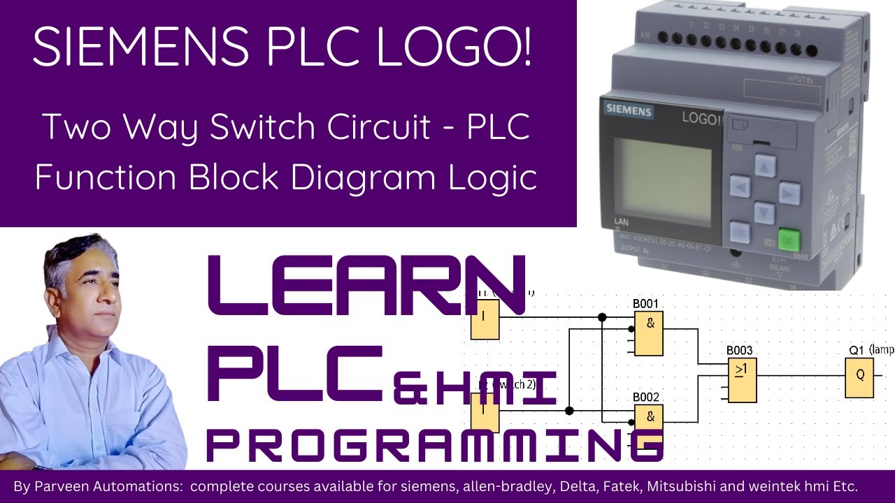 TWO WAY SWITCH CIRCUIT - PLC FUNCTION  BLOCK DIAGRAM LOGIC LOGO ! PLC