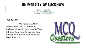 LU|B.COM|SEM 1|40+MOST IMPORTANT MCQ| MANAGEMENT