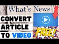 Free Article To Video Converter | AI Video Maker Online | Article To Video Converter Free Online