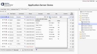 Alpha Anywhere  App server demo grids control options
