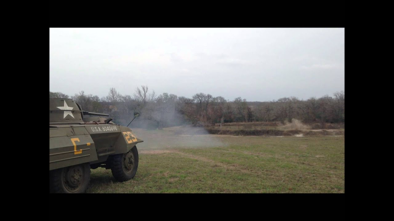 Firing the 37mm cannon on the M8 Greyhound armored car YouTube