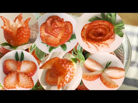 Making a Garden with Strawberries-Roses, Tulips, Butterflies, Insect- Fruit Plating #6-Strawberry