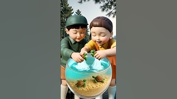 Squid Game eating colorful turtles edible slime ASMR #asmrRainbow #squidgame #squidgame2 #ai