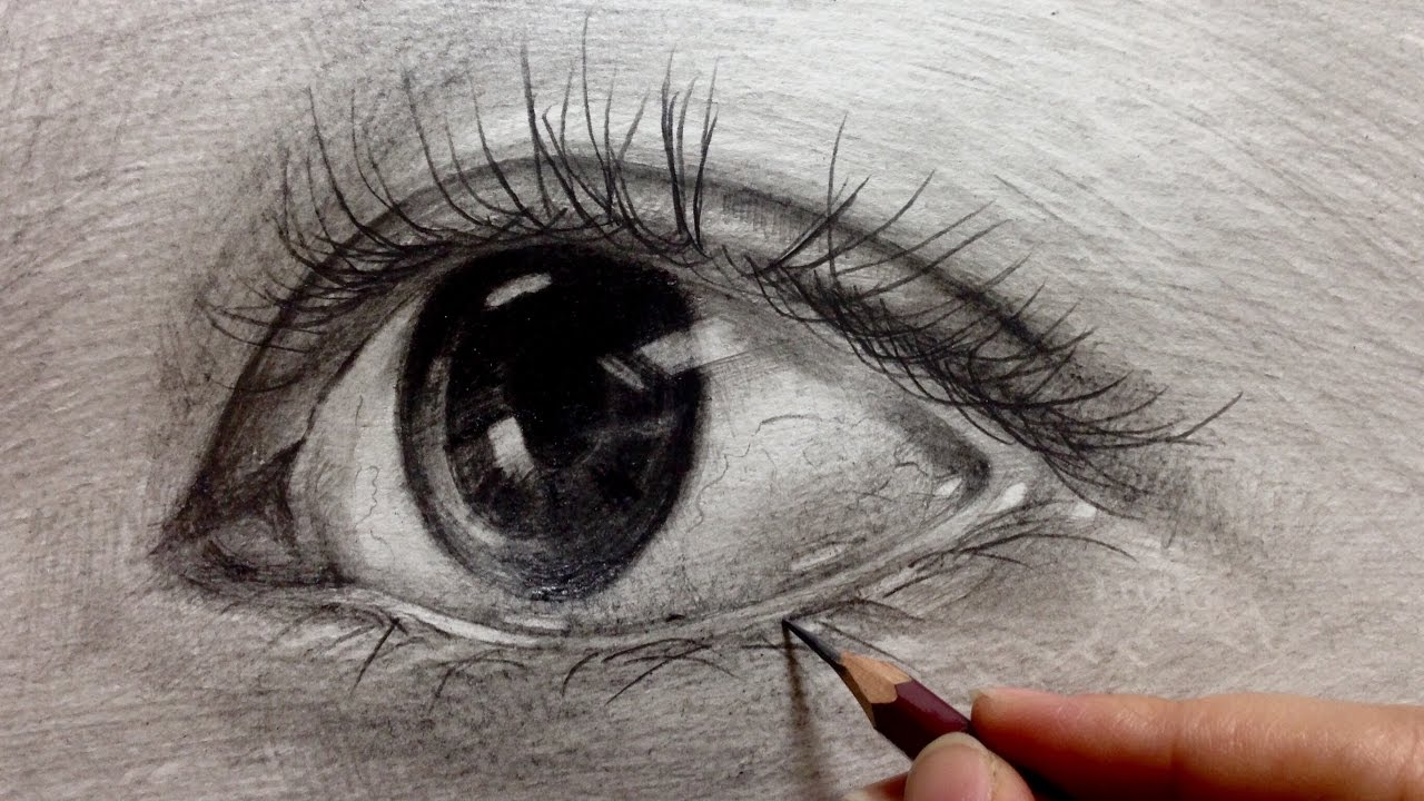 鉛筆で目を描く Drawing of eye - YouTube