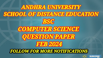 Andhra University distance degree 1st year bsc computer science question paper 2024 #educational