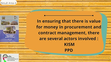 VALUE FOR MONEY IN PROCUREMENT AND CONTRACT MANAGEMENT