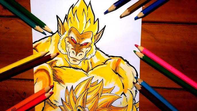 Como desenhar o Goku Super Sayajin 4 Dourado 