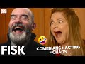 Comedians improvising jokes on the set of fisk  fisk  abc tv  iview