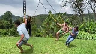 Girl Flew Off A Spinning Rope Mid Group Game