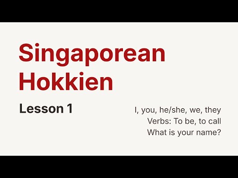 Hokkien Lesson 1 I You He She Simple Verbs 