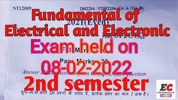 Fundamental of electeical Electronic Exam Held On 8feb 2022 @ENGINEERSCLASSES