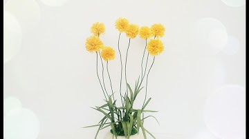 How To Make Billy Button Paper Flower From Crepe Paper - Craft Tutorial