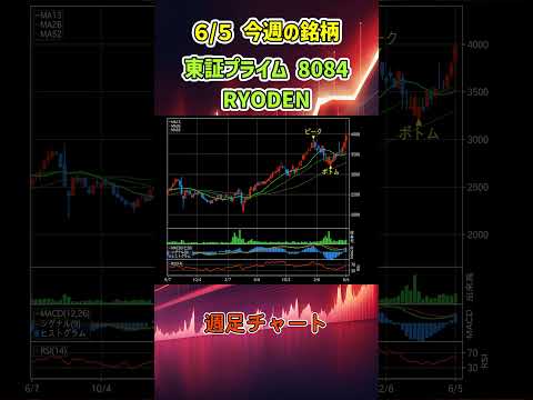 【週足】6月5日 今週の新高値ブレイク達成銘柄 RYODEN 東証プライム 8084 個別株 上昇銘柄チャート