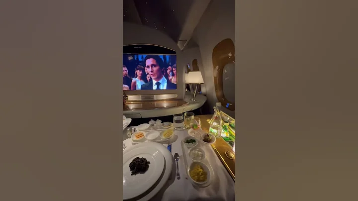Caviar & Batman in Emirates First Class! 🍽🦇✈️ Fly like a superhero, indulge like a VIP! 🥂🌟 #uae