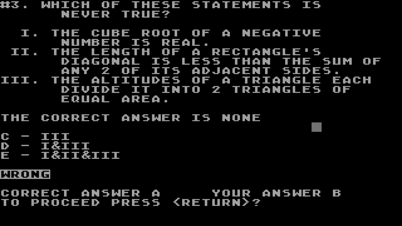 ATARI 8BIT XL XE College Board SAT Preparation Series Math 11 TILL 15 400 800 600 1200 1400 1450 ATA