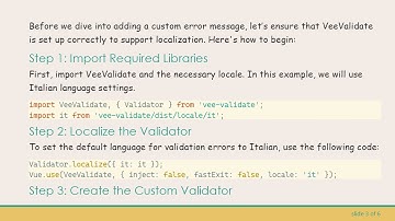 Adding a Custom Error Message in VeeValidate3 for VueJS