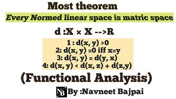 Lect: 02 // Every Normed linear space is a matric space //Functional analysis// Msc /bsc