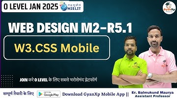 W3.CSS Mobile || Web Designing M2-R5.1 || O Level  || GyanXp