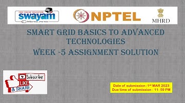 NPTEL course Smartgrid: Basics to Advanced Technologies  Week 5 Assignment Solution