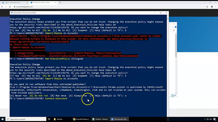 how to Install Azure Powershell and run Powershell commands