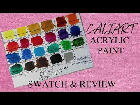 CALIART ACRYLIC PAINT SET 24 - Unboxing - swatch -review ~ ASMR 