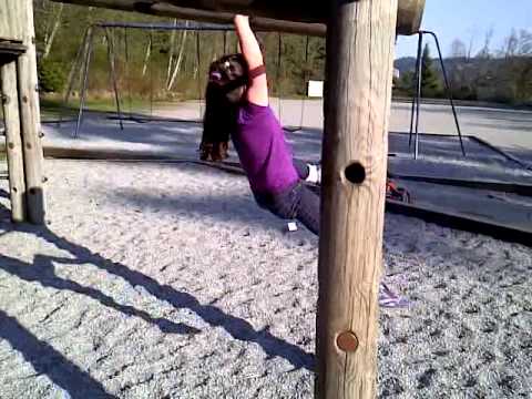 Kali on the monkey bars - 4 years old