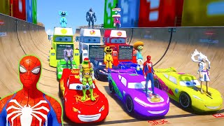 GTA V SPIDERMAN, GODZILLA x KONG - Epic New Stunt Race For Car Racing Challenge by Trevor and Shark by Super Cars Cartoon 17,480 views 1 month ago 1 hour, 6 minutes