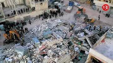 Drone footage shows rescue operations underway in Syria