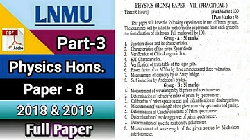 Lnmu BSC part 3 physics honours paper 8 2019 || by study with kumar keshav