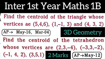 3D Geometry problems on Centriod and tetrahedron@maths naresh eclass