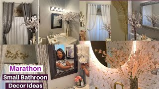 NEW! SMALL GLAM  BATHROOM TOUR &  MARATHON // Small Bathroom Decorating Ideas &  Decorate With Me